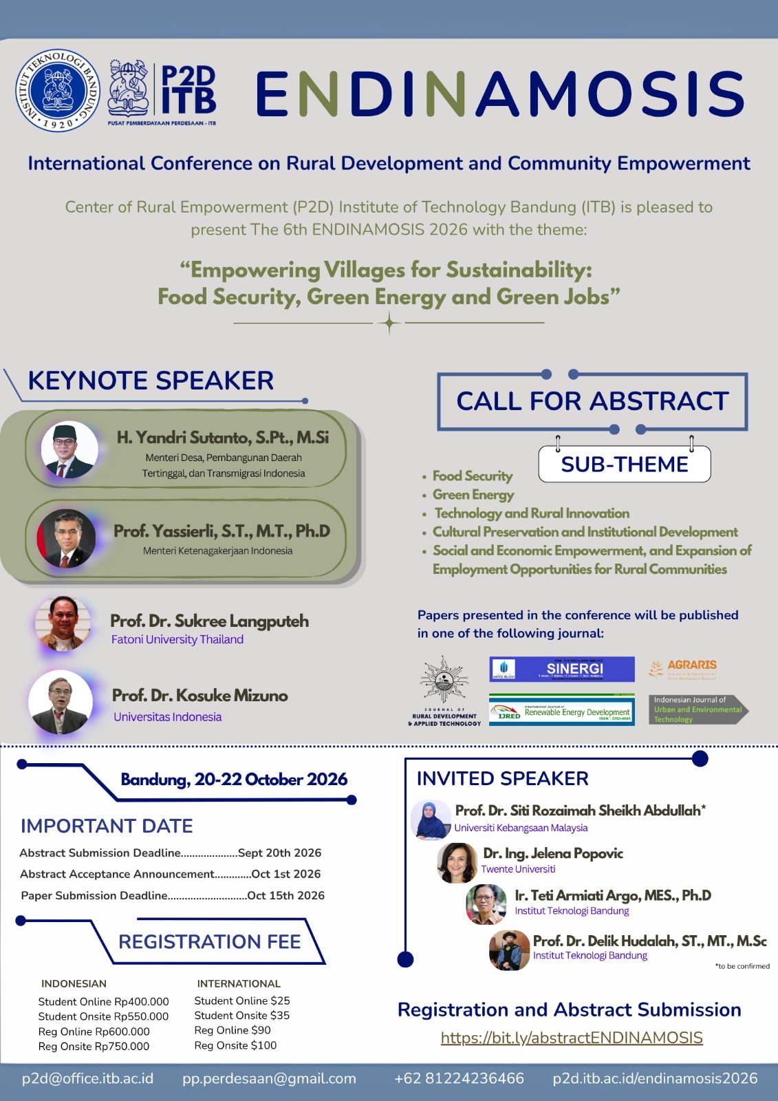 [Call for Abstract] The 6th ENDINAMOSIS 2026: Empowering Villages for Sustainability